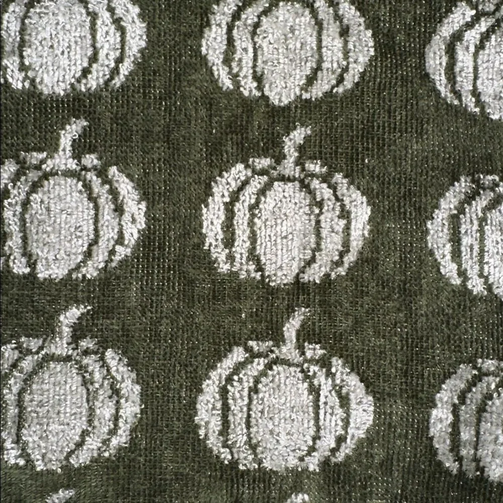 ENVOGUE Caramel Brown White Burgundy Green Harvest Pumpkin Fringe Kitchen Towels